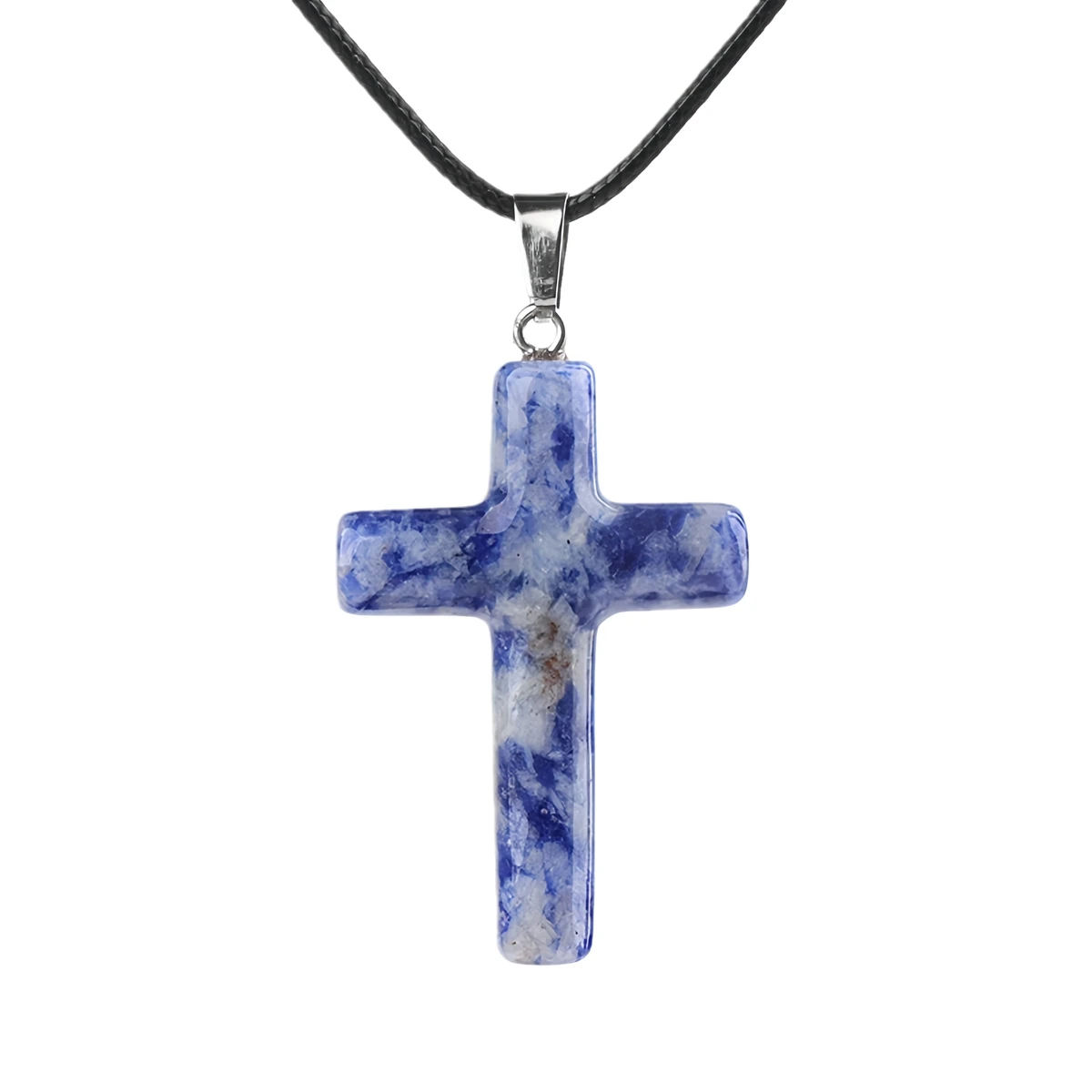 اليدوية مشتهى سوداليتي الصليب الأحجار الكريمة قلادة قلادة للنساء الرجال شفاء شقرا 27x40 مللي متر كريستال دلايات المختنق مجوهرات #1