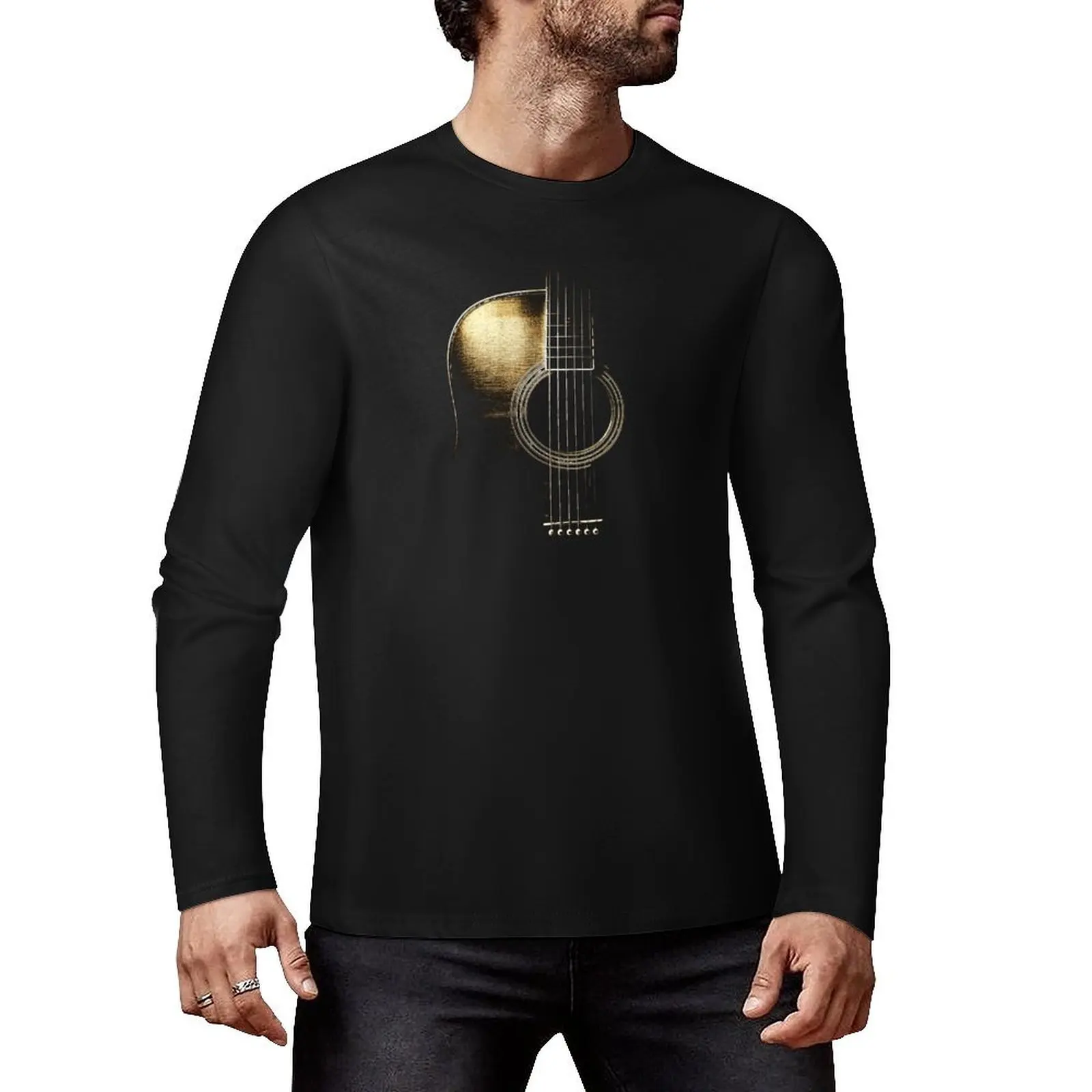 Acoustic Guitar Lite (please see description) Long T-Shirt Tee shirt quick-drying t-shirt sweat shirts, men