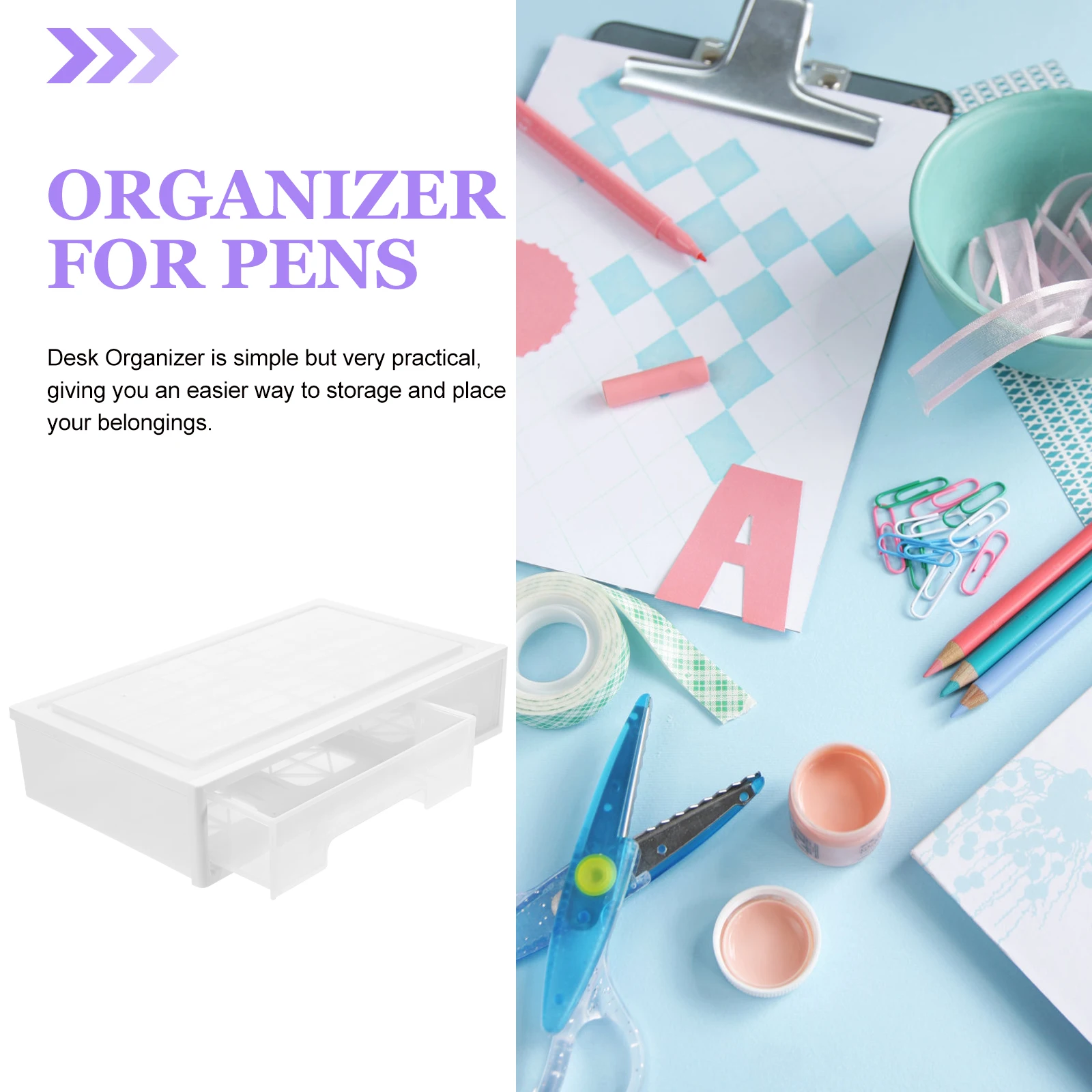 

Drawer Storage Box Containers Desk Desktop Boxes Stationary Organizer for Pp Bins Drawers
