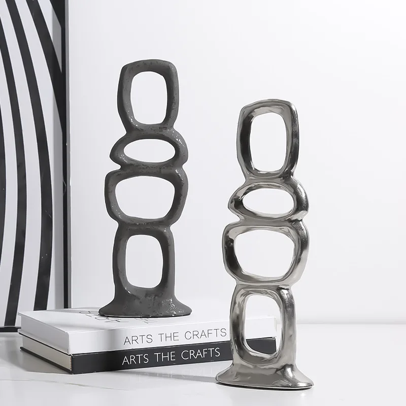 Minimalist Abstract Standing Coil Ceramic Ornament Model Room Hotel Living Room Wine Cabinet Decorative Arts and Crafts