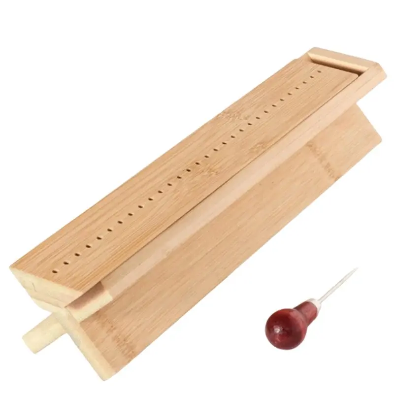 

AUAU-Bamboo Book Binding Cradle With An Awl, Wood Bookbinding Punching Cradle With Piercing Guide,Easy To Use Guide