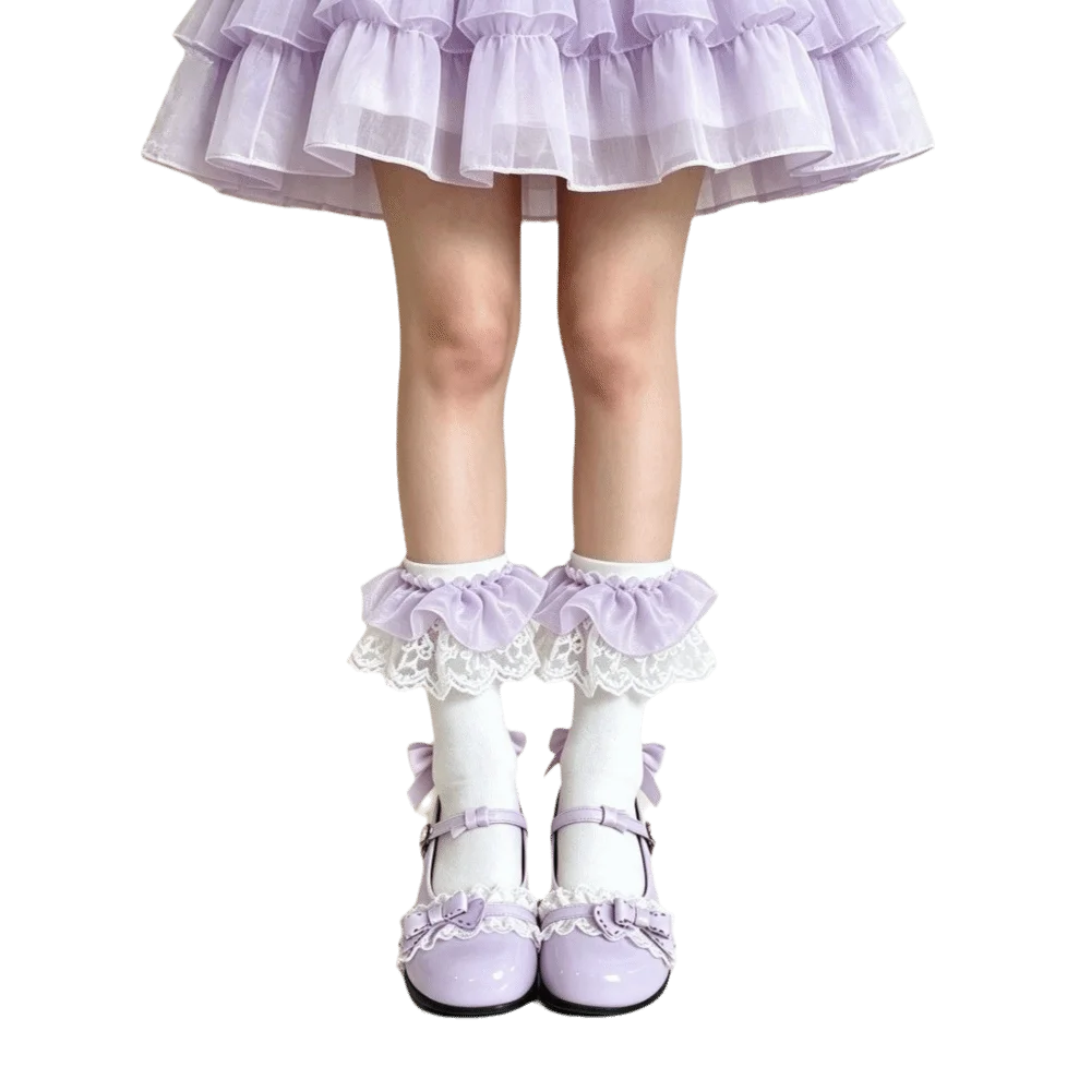 Cute Tube Lace Socks Lolita JK Cotton Lolita Socks Ruffle Women's Mid-calf Socks Women