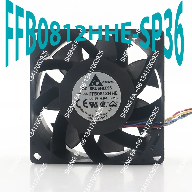 Mute PWM Speed Regulation Dual Ball Bearing Delta 5V 24V 48V DC 12V 0.30A AC EC 8038 80X80X38MM 8CM FFB0812HHE-SP36 Cooling Fan