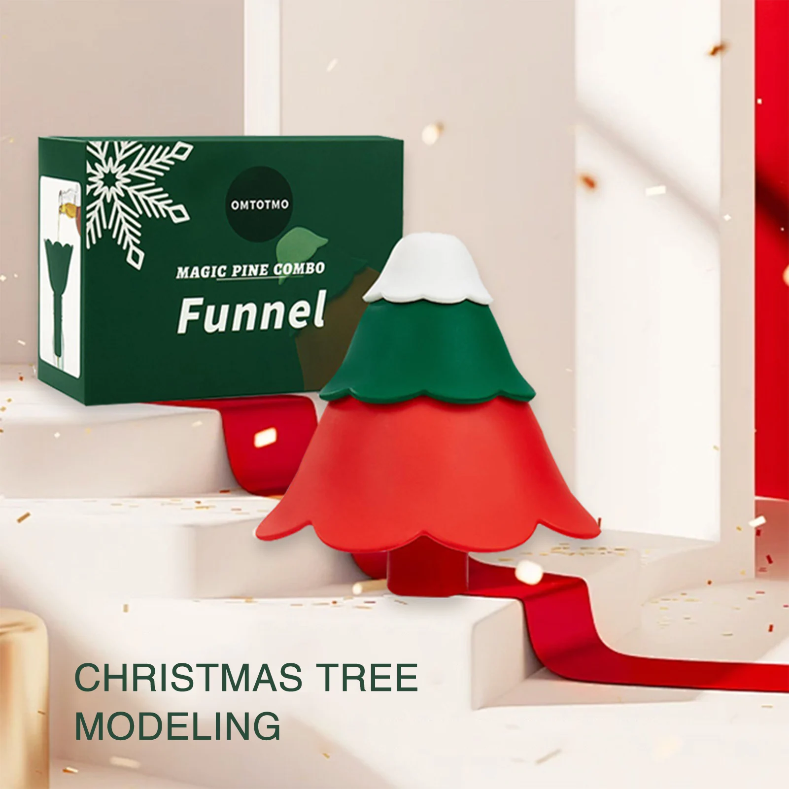 Christmas Tree Kitchen Funnel Set Foldable Silicone Funnel Set for Transfer Jam Powder and Oil AC-Hot Sale