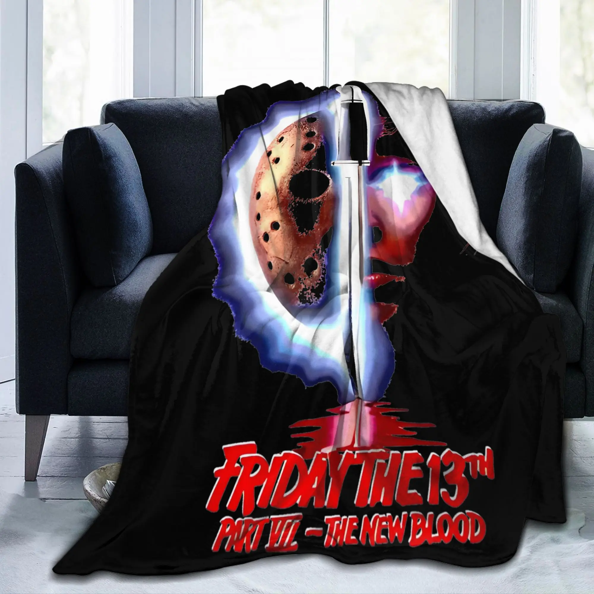 Friday Jason Voorhees 13th Blanket Flannel  Winter Horror Scary Halloween Portable Warm Throw Blanket for Office