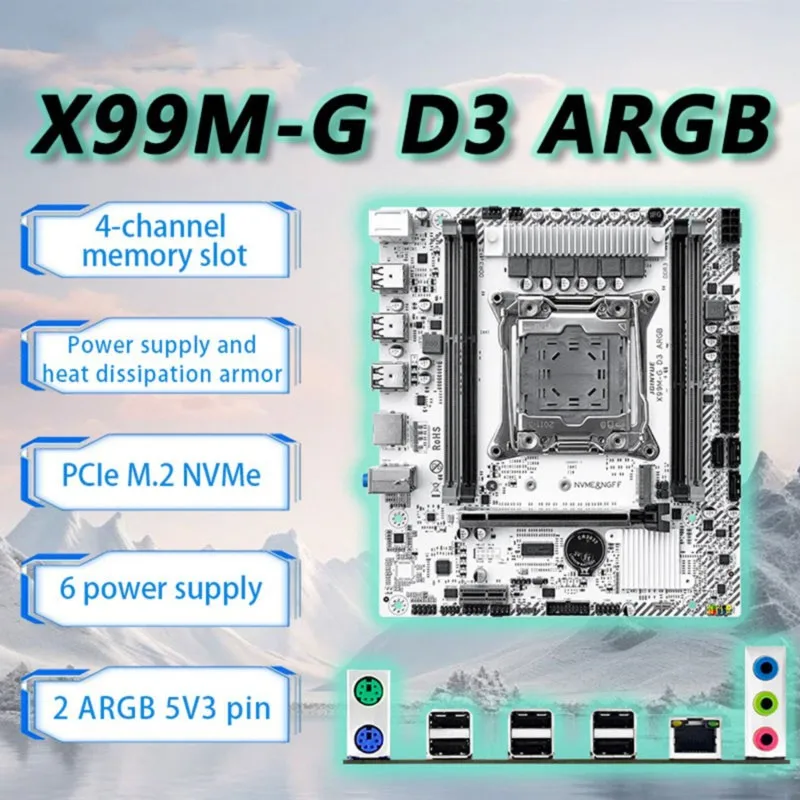 Super Sale X99M-G D3 ARGB Motherboard for Xeon E5 2676V3/2673V3/2666V3/2696V4 CPU DDR3 RAM Home ARGB Software
