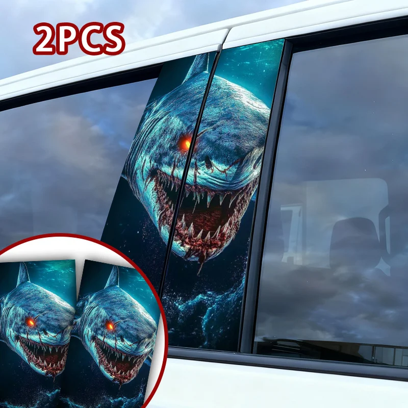 2Pcs Sea Swimming Whale Shark Decals Waterproof Self-Adhesive B Pillar Stickers