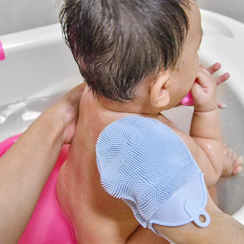 

1pcs Silicone Massage Bath Brush with Hook Soft Exfoliating Bath Gloves Baby Showers Cleaning Brush Remover Scrub Showers Bubble