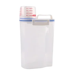 2L Plastic Cereal Dispenser Storage Box Kitchen Food Grain Rice Container Organizer Grain Storage Cans Recipientes De Plastico