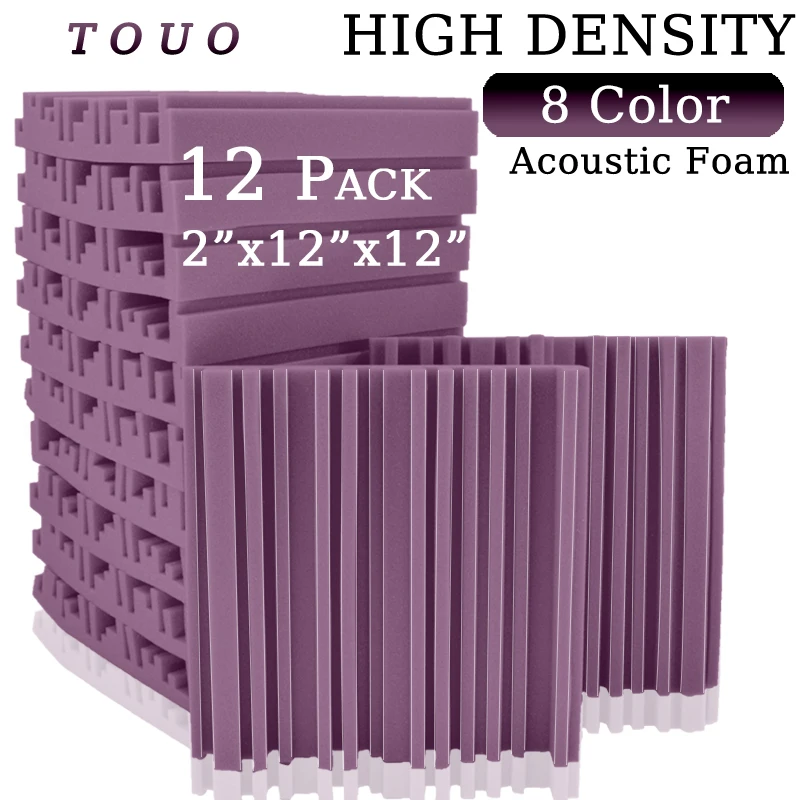 

TOUO 12 Pcs High Density Broadband Acoustic Insulation Foams Panel Studio Insulation Acoustic Foam Flame Retardant Soundproof