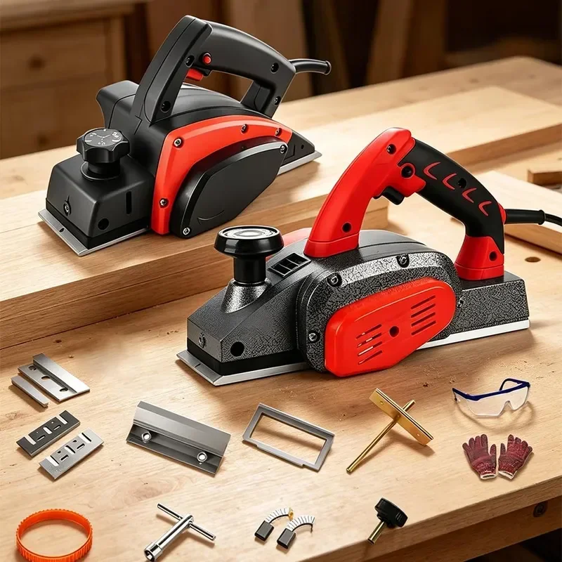 Portable Desktop 220V Woodworking Electric Planer, Multi-Function Table Press Planer for Household High Density Wood Cutting