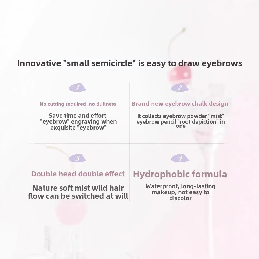 قلم حواجب منحني صغير صلب من FLORTTE، يدوم طويلاً، سهل التلوين، قلم حواجب فائق النعومة