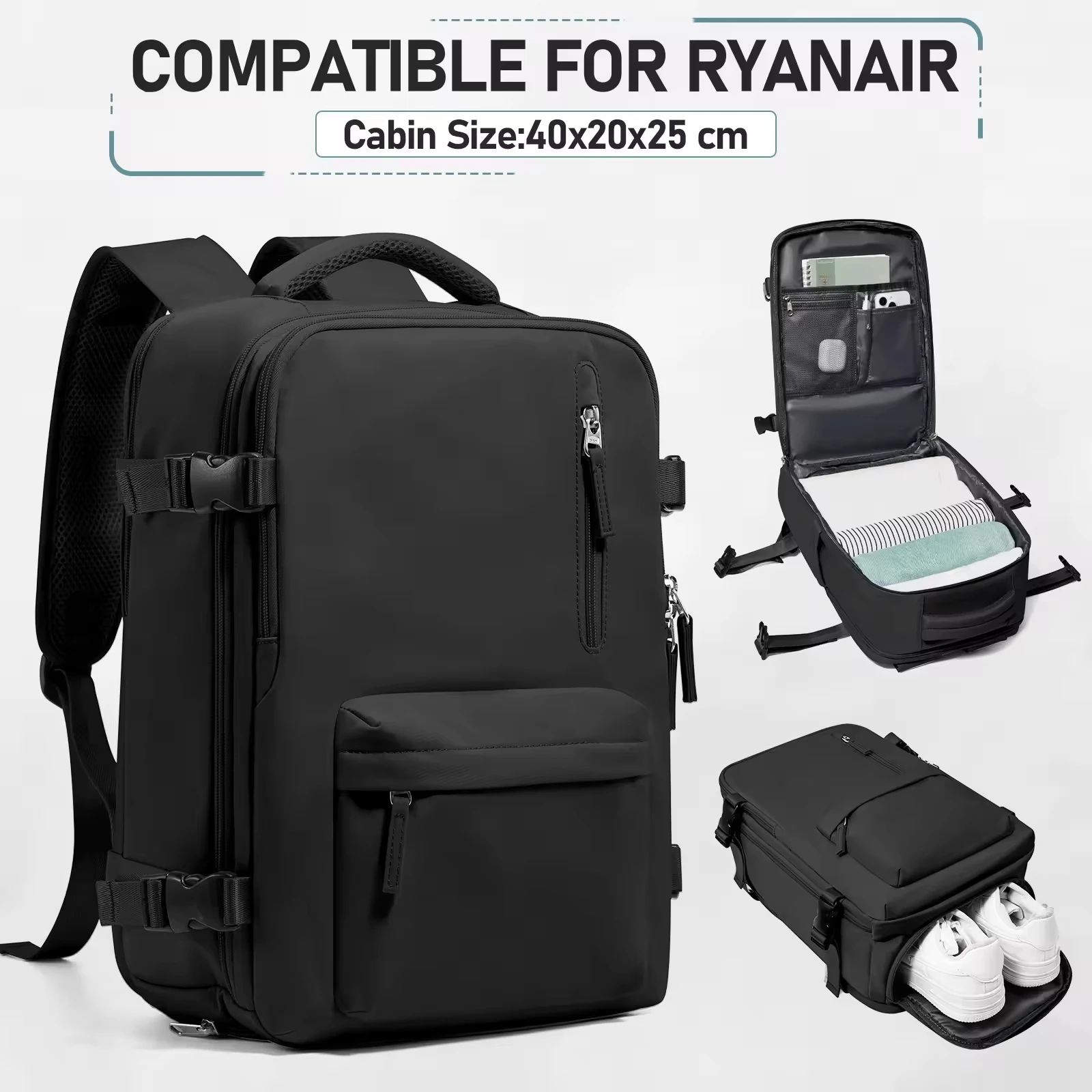 

Рюкзак Ryanair 40x20x25 Carry-Ons, рюкзак для деловых поездок, сумка для кабины, мужской и женский рюкзак для ноутбука 15,6 дюйма, повседневный школьный рюкзак