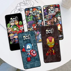 Marvel Cartoon Cute Phone Case For Xiaomi Mi Poco X5 X4 X3 M5 M5S M4 M3 F5 F4 F3 F2 C40 Pro GT NFC 5G Black Cover