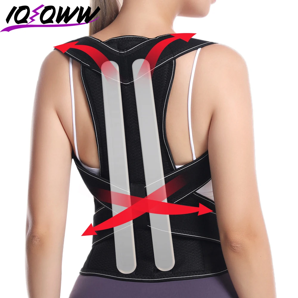 

Регулируемый пояс для коррекции осанки для женщин и мужчин — бандаж для поддержки спины с поясничной подушечкой, удобная поддержка осанки для верхней части