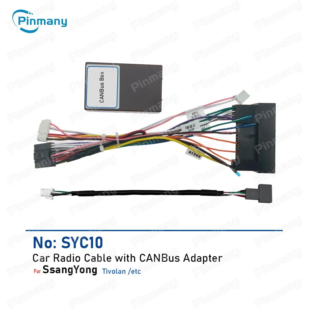 Install Aftermarket Auto stereo Radio Cable Adapter Power Wire Harness audio connector CAN Bus Decoder for SsangYong Tivolan