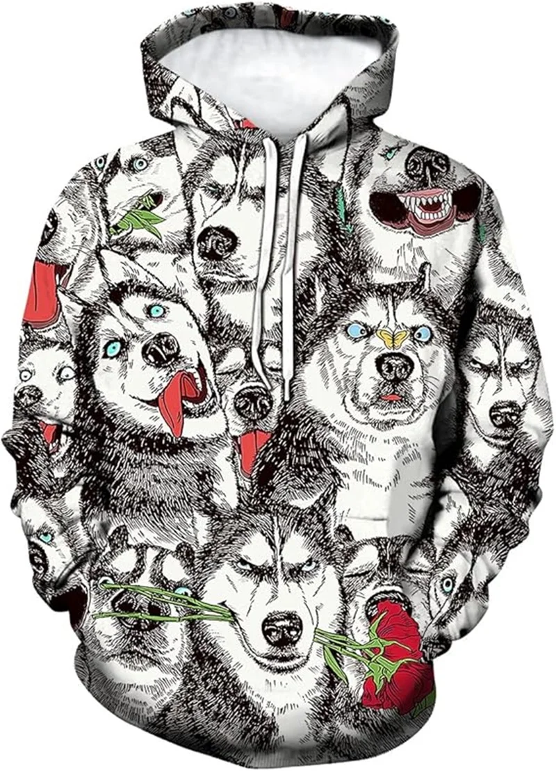 

Men's Women's Siberian Husky Graphic Hoodies 3D Print Animal Dogs Pattern Long Sleeved Clothes Loose Daily Casual Unisex Clothes