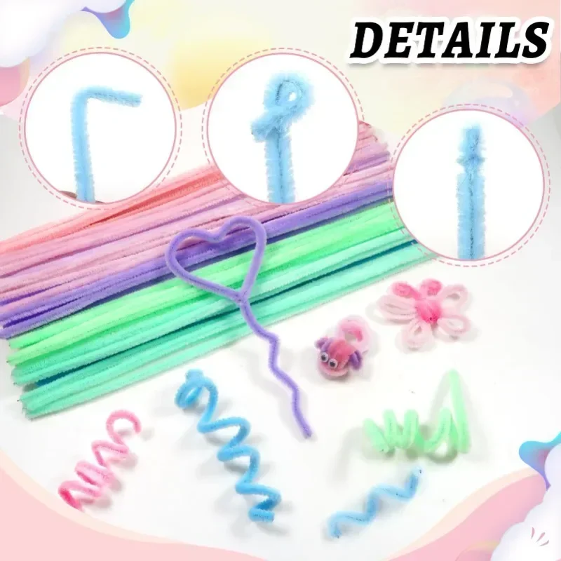 Reiniger, Rohrreiniger zum Basteln, kreativer Chenille-Stiel, Draht, Rohrreiniger, kreative Freizeit, Hobby, DIY, Plüschstiel, gedrehter Stick – Detail 6