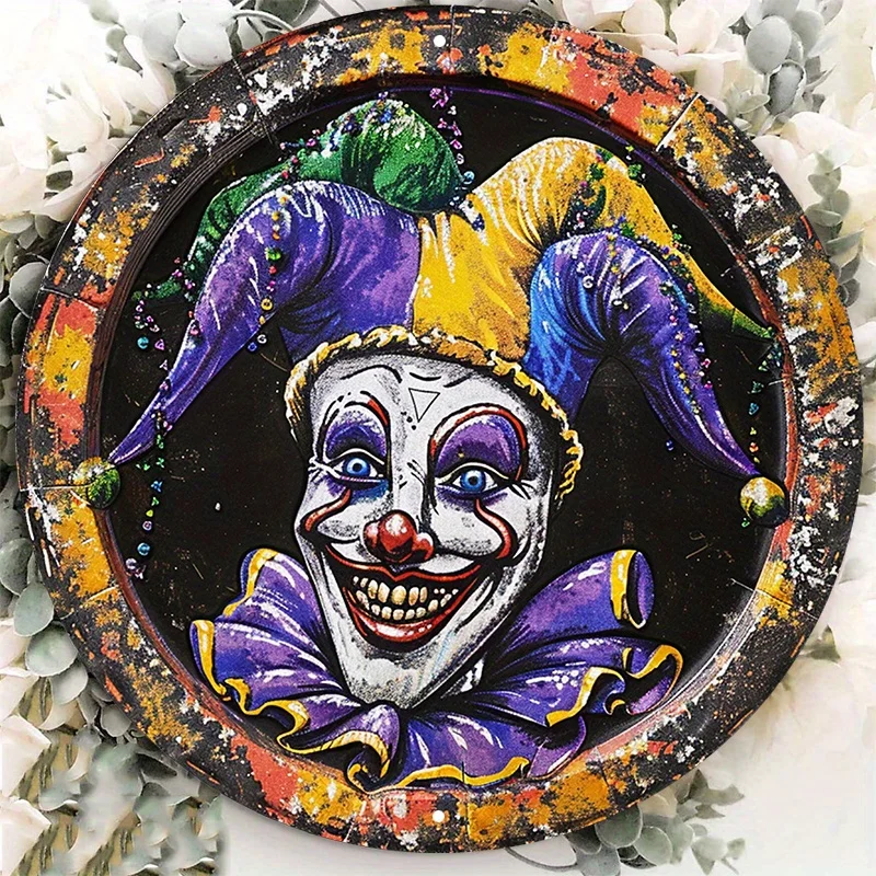 Mardi Gras Laughing Jester Wall Art, HD Printing, Weather Resistant, Pre-Drilled Wall & Home Decor, Aluminum Metal Sign, 8x8in