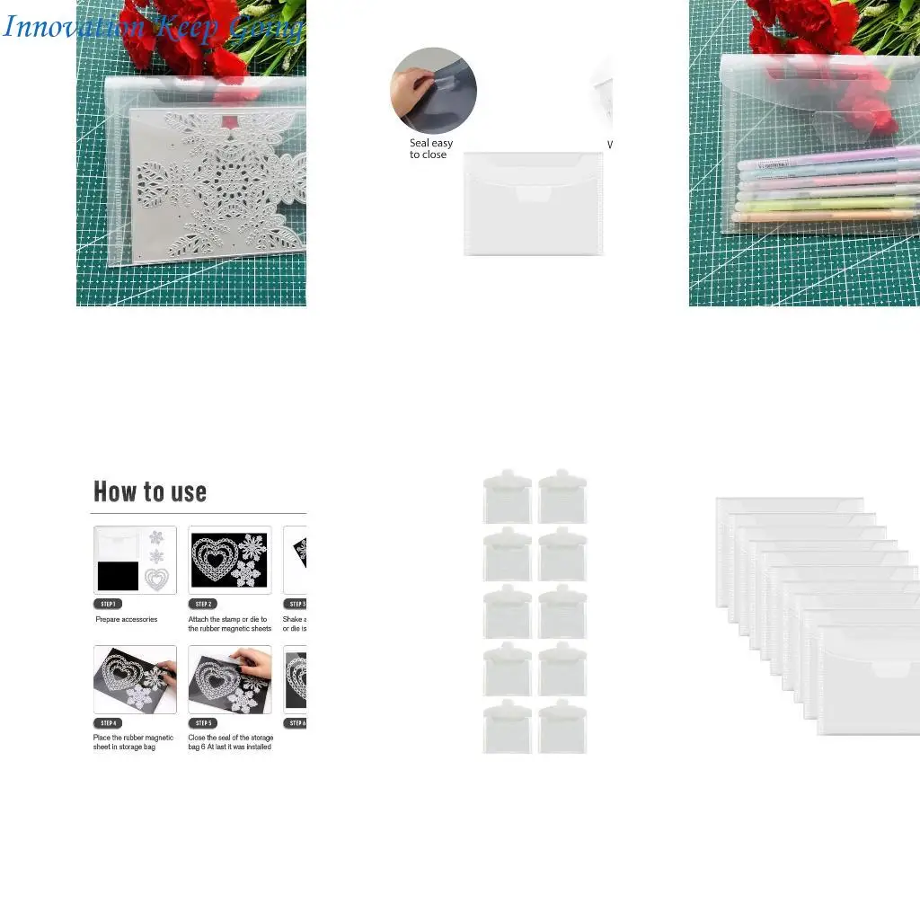 

E65C 10 прозрачные водонепроницаемые кубики для хранения пакетов и карманы для хранения штампов