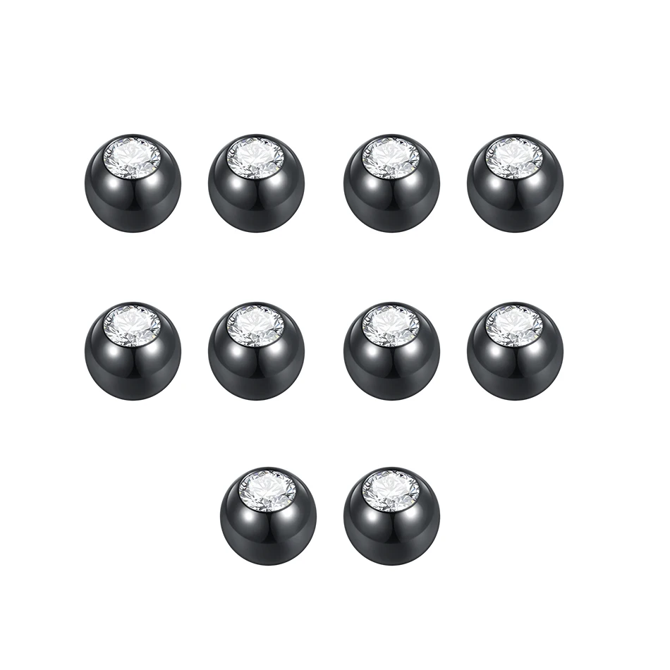 10Pcs Steel Piercing Balls CZ Gem Labret Tongue Ear Belly Eyebrow Piercing Replacement Attachment 16G 14G DIY Body Jewelry