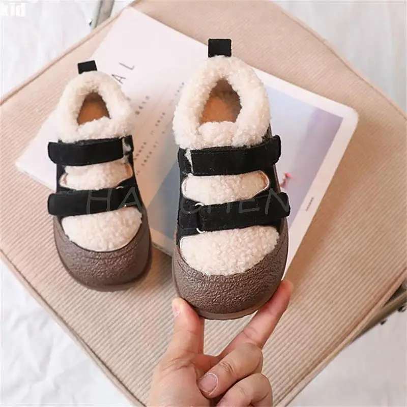 New Autumn Winter Boys Cotton Child Sneakers Warm Kids Casual Shoes for Girls Sports Shoes Size 22-32 2 Color Brown Black