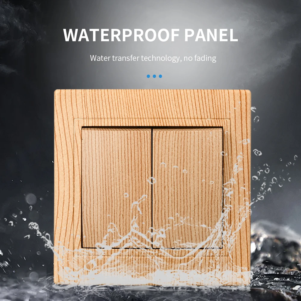 WESA Wood Classic Flame Retardant Plastic Panel 1 Gang 1 Way Wall Switch On / Off Rocker Switch 16A AC 250V 86mm*86mm