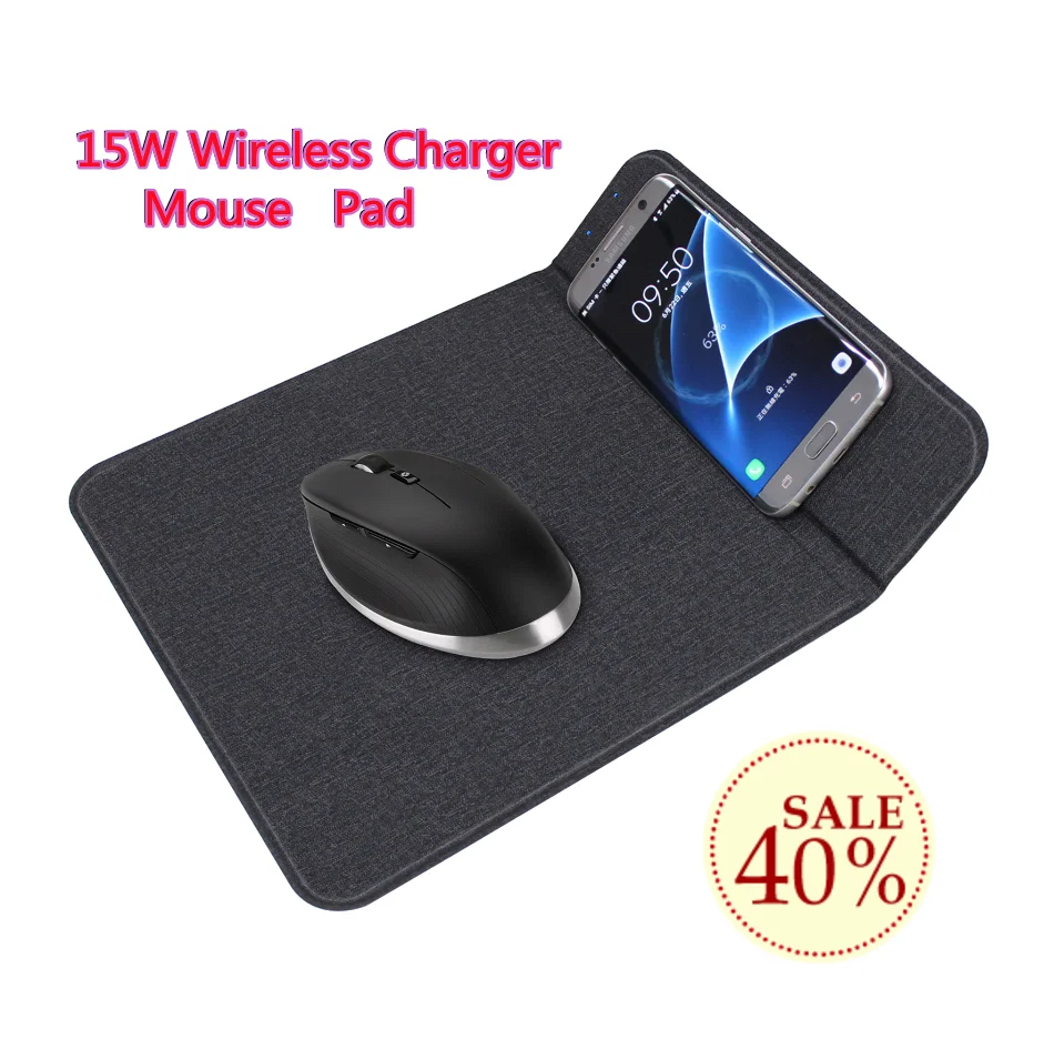 

Qi 15W wireless charging mouse pad foldable cloth mobile phone wireless charger for iPhone 13 12 11 pro 8Plu Max Samsung S21 S20