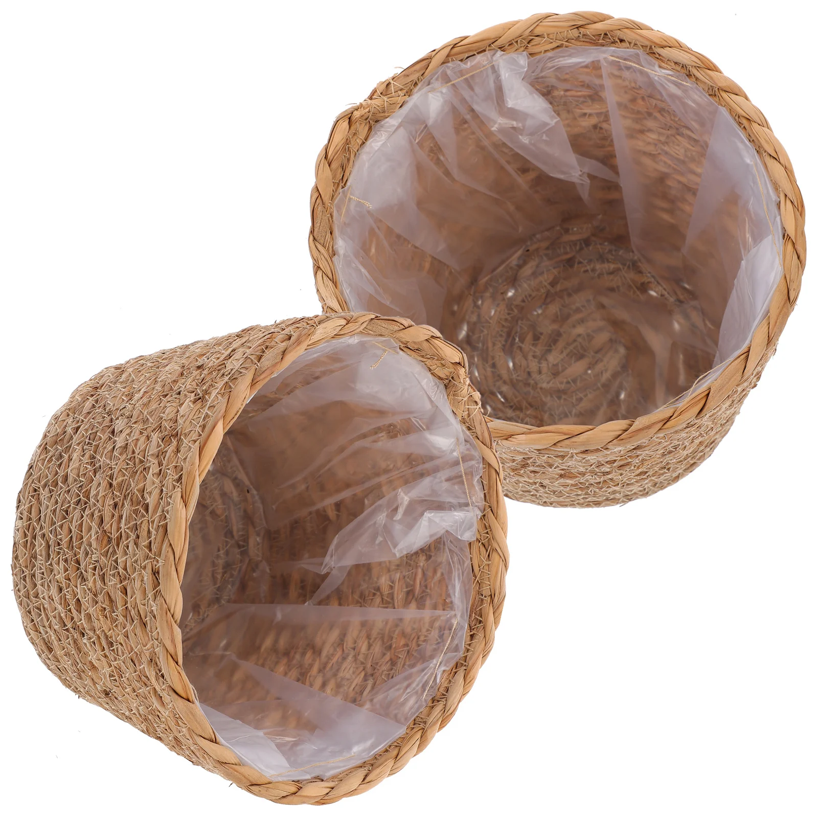 

2Pcs Woven Flower Basket Straw Planter Basket Rustic Design Handwoven Indoor Plant Pot Container Storage Woven Baskets