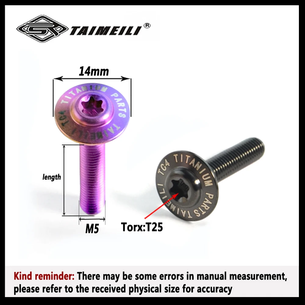 TAIMEILI T2 Series Titanium Alloy Disc Head Screw M5x25/30/35mm - Locomotive Shell Modification Fastener 4/8/10pcs