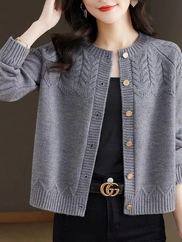 high-end-round-ne-knitted-open-cardigan-women's-spring-autumn-loose-faionable-outerwear-knitwear-outer-layer