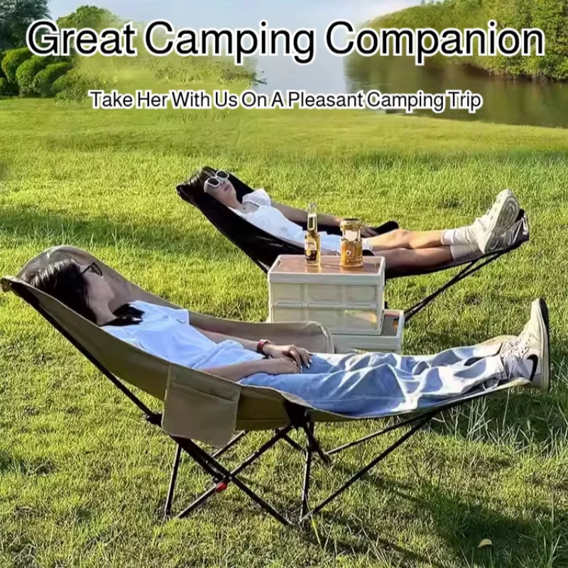 

Outdoor Portable Camping Recliner Foldable Nap Beach Chair with Leg Support Lightweight Travel Folding Chair for Hiking Fishing