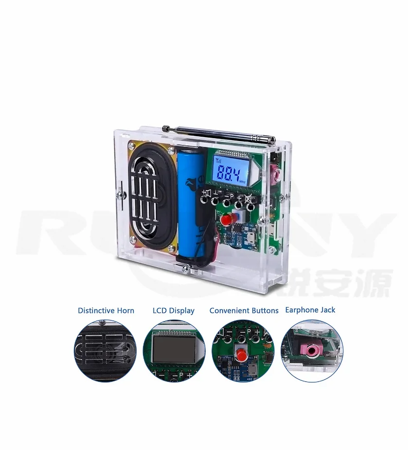 

DIY Electronics Kit FM Radio Receiver Module 76-108MHz DIY Radio Speaker Kit frequency modification LCDDisplay Welding practice