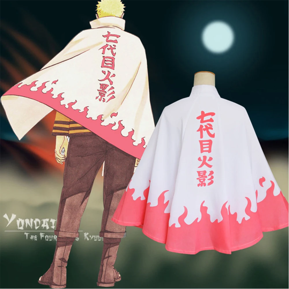 Animer Naruto Shippuden Six Generation Hokage Cosplay Cloak Robe Yellow Cape Dust Coat Unisex 6th 7th Hokage Namikaze Uniform