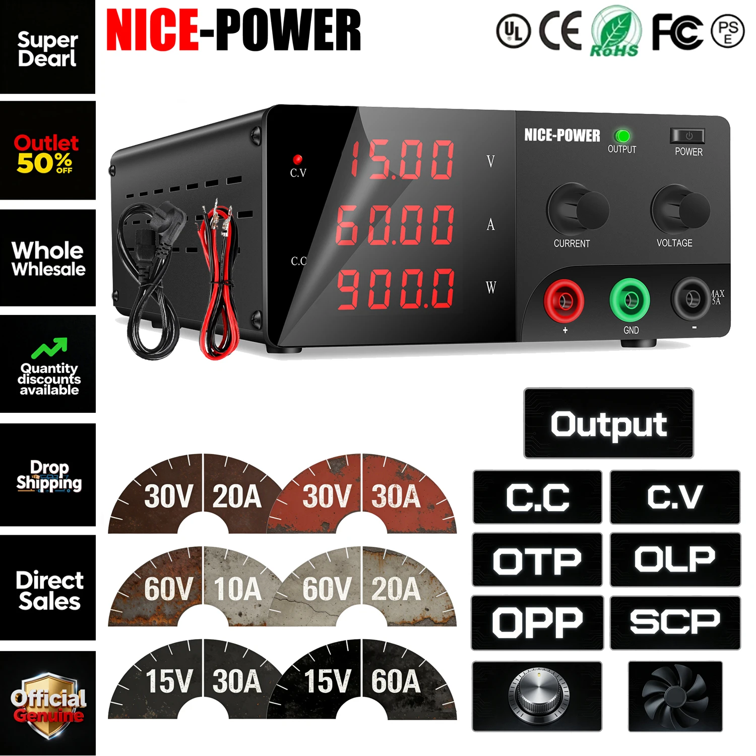 High Power 60V 20A Bench Power Supply - Nice-Power 15V 30V 60V DC Güç
