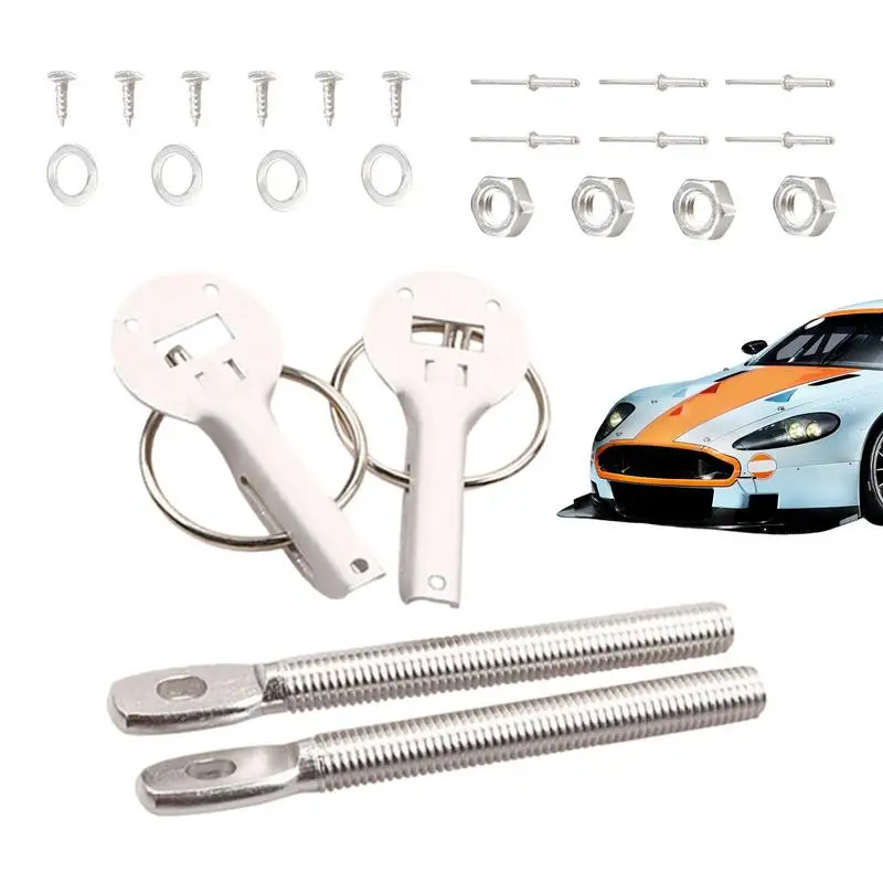 1 Set Universal Car Hood Locks Racing Car Hood Pin Engine Bonnet Latch Lock Aluminum Alloy Quick Release Hood Pin Latch Set