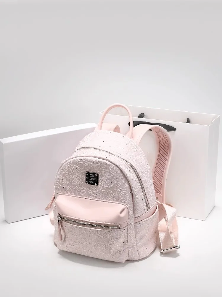 

Pink and Luxury Backpack with Charming Decoration Beads Embroidery Women's Stylish and Versatile Backpack Large Capacity