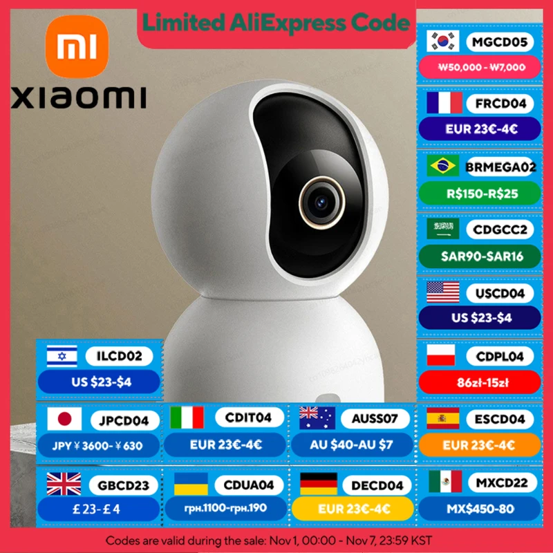 شياومي 360 ° الكاميرا الذكية 3 إصدار PTZ، 5MP 3K، التعرف على الوجه بالذكاء الاصطناعي، مراقبة الطفل لأمن المنزل، النسخة الصينية مع محول #1