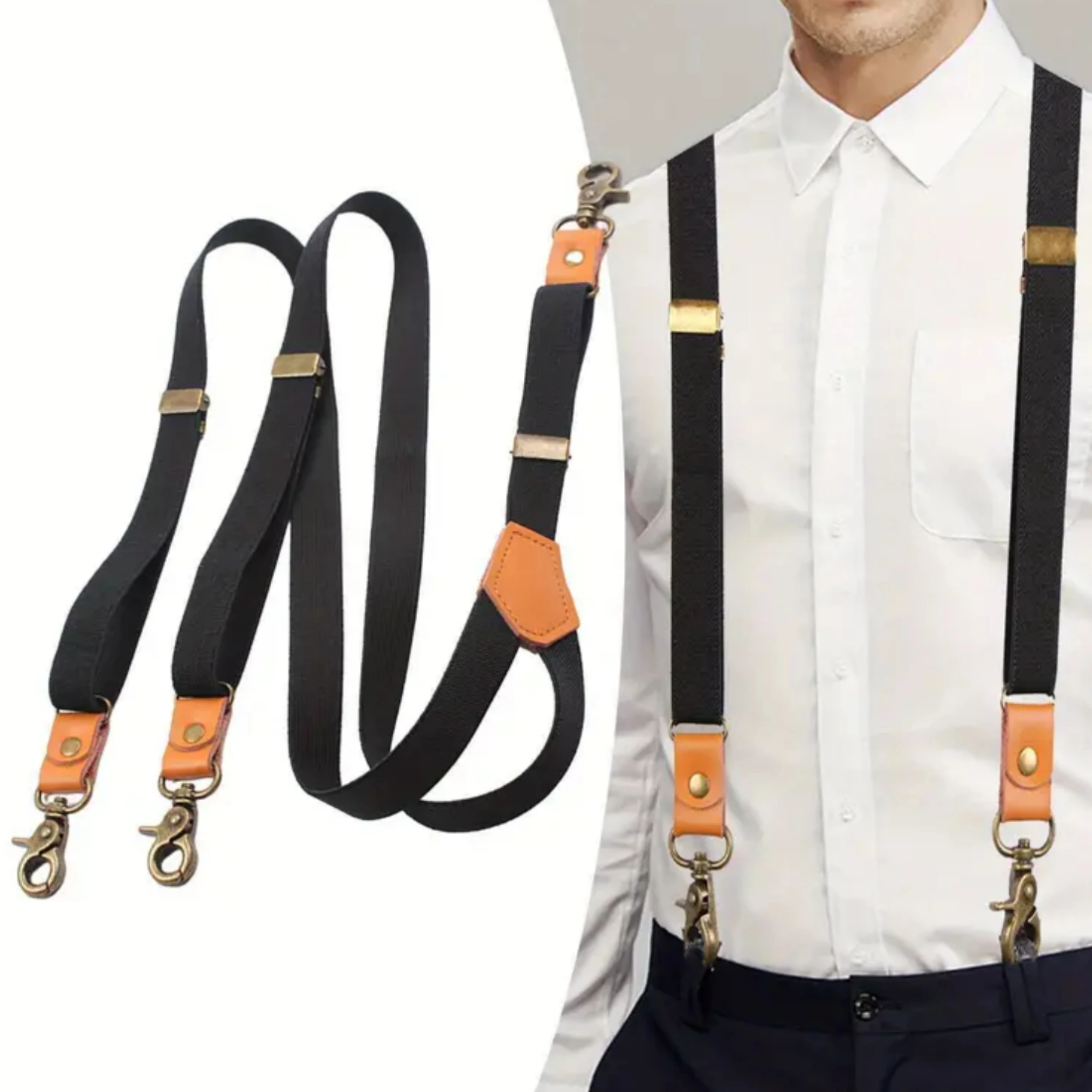 Adult Suspenders Retro Three Hooks Y-shaped Stripes Unisex Adjustable Elastic Braces Pants Versatile Accessories Belt for Men