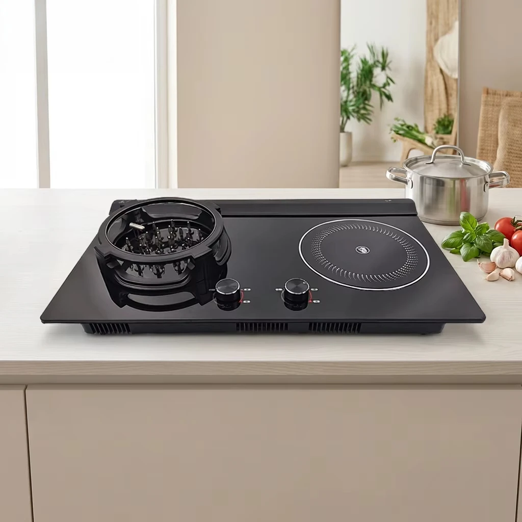 Stainless steel built-in energy-saving household multi-function double stove electrical appliance electronic ignition stove