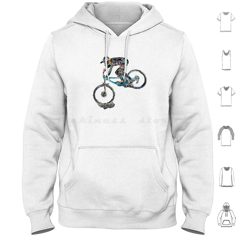 

Downhill Mountain Biking Hoodies Long Sleeve Mountain Bike Bike Jump Mountain Downhill Hill Descent Speed Black White