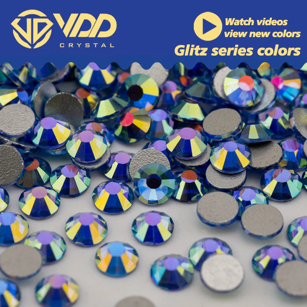 VDD 435 Glitz-Blue SS4-SS30 High Quality Glass Rhinestones Crystal Flatback Strass Diamond Stones For DIY Nail Art Accessories