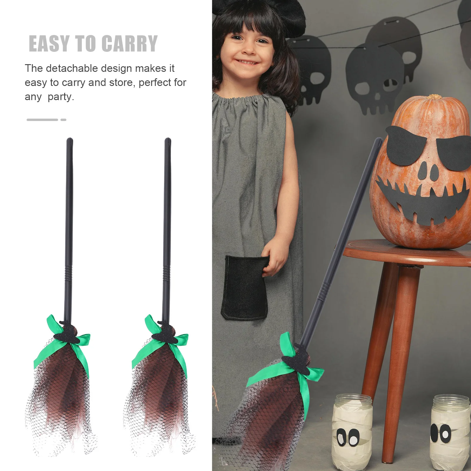 2 Stücke Halloween Hexe Besen Kinder Kunststoff Besen Requisiten Abnehmbare Bunte Leichte Hexe Cosplay Kostüm Zubehör