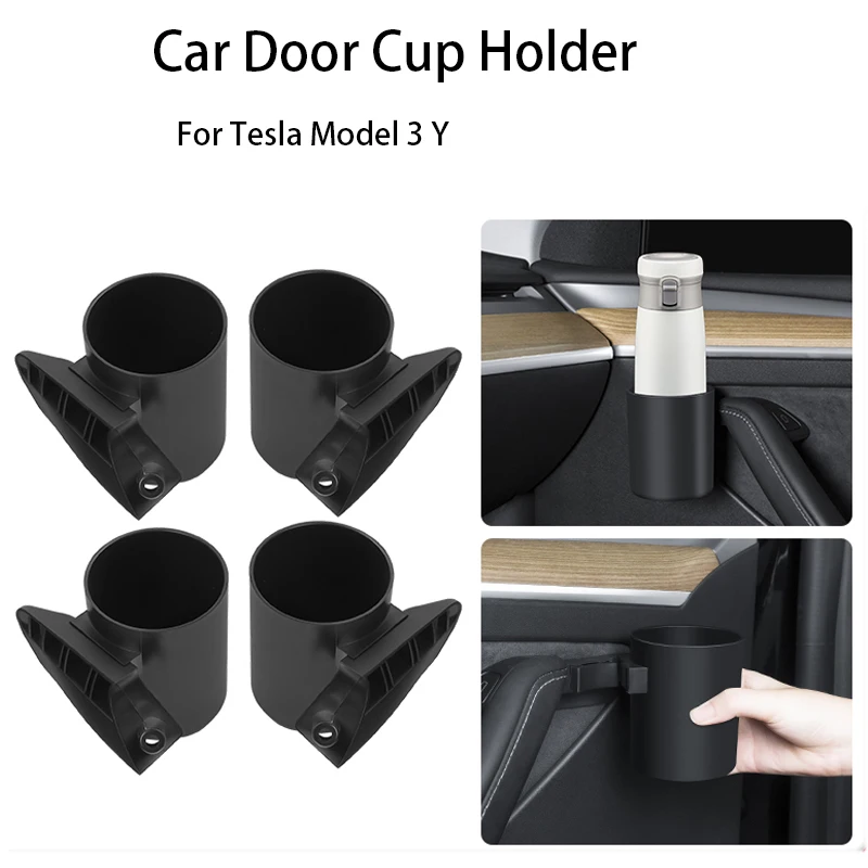 2/4pcs For Tesla Model 3 Y Car Door Cup Holder Cup Storage Box Rack Door Mount Drink Rank Water Bottle Stand Auto Accessories