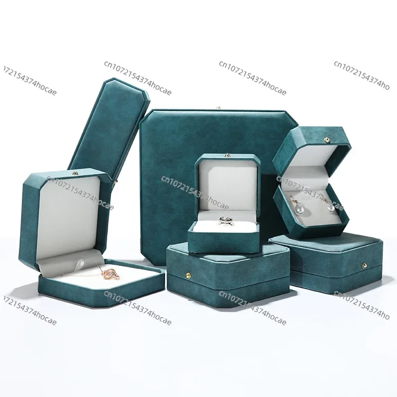 Portagioie per gioielli con imballaggio in PU ottagonale, anello, orecchini, collana