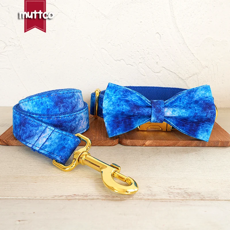 MUTTCO this dog collar is inspired by the sea BLUE AGATE Plaid is suitable for water-loving dogs 5 sizes UDC191