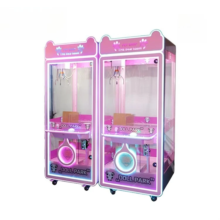 Coin Gift Shop Commercial Crane Claw Machine with Bill Receiver Metal Cabinet Tempered Glass 110V/220V