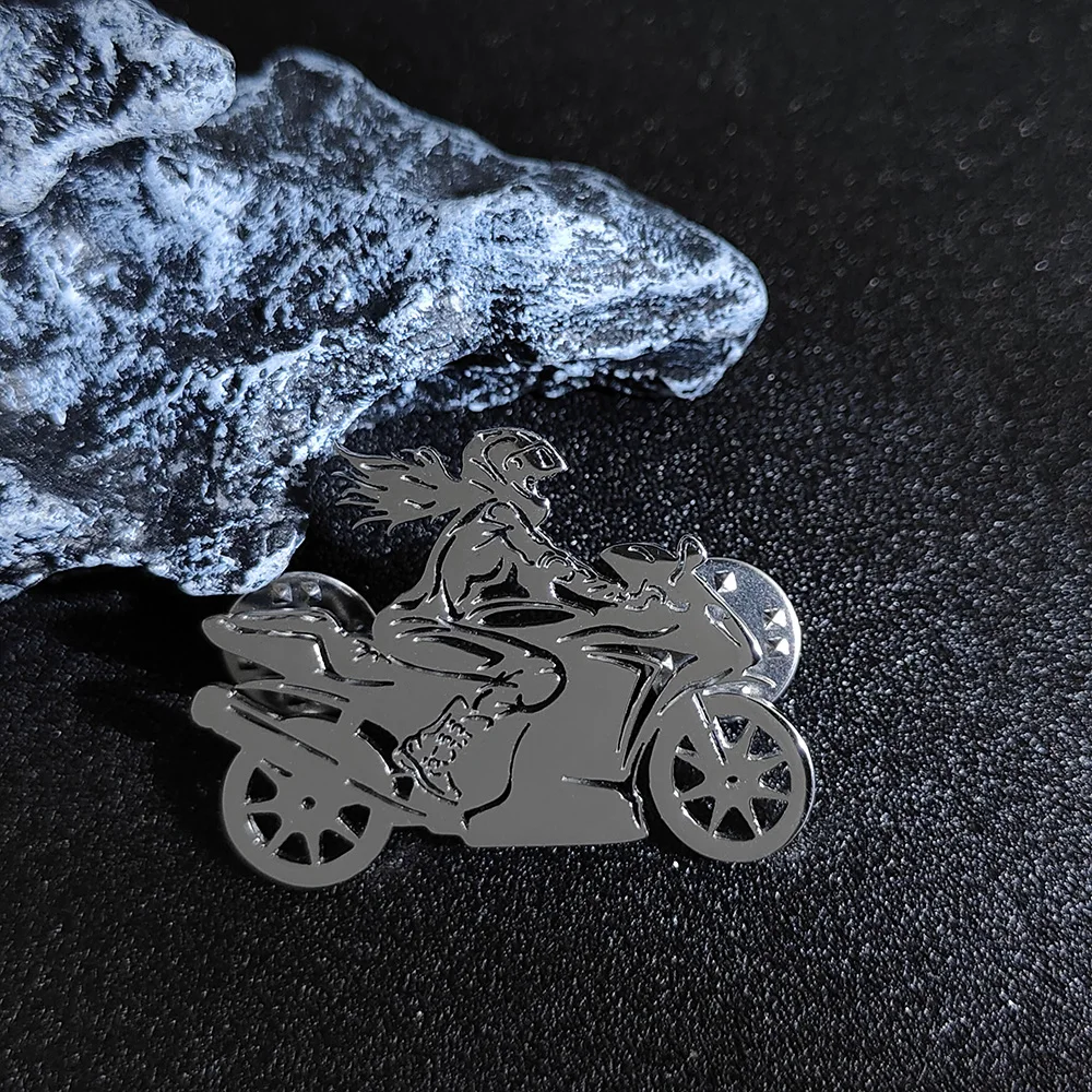 Women's gold-plated motorcycle badge, silver men's chest pin, black lapel brooch, suit accessories set