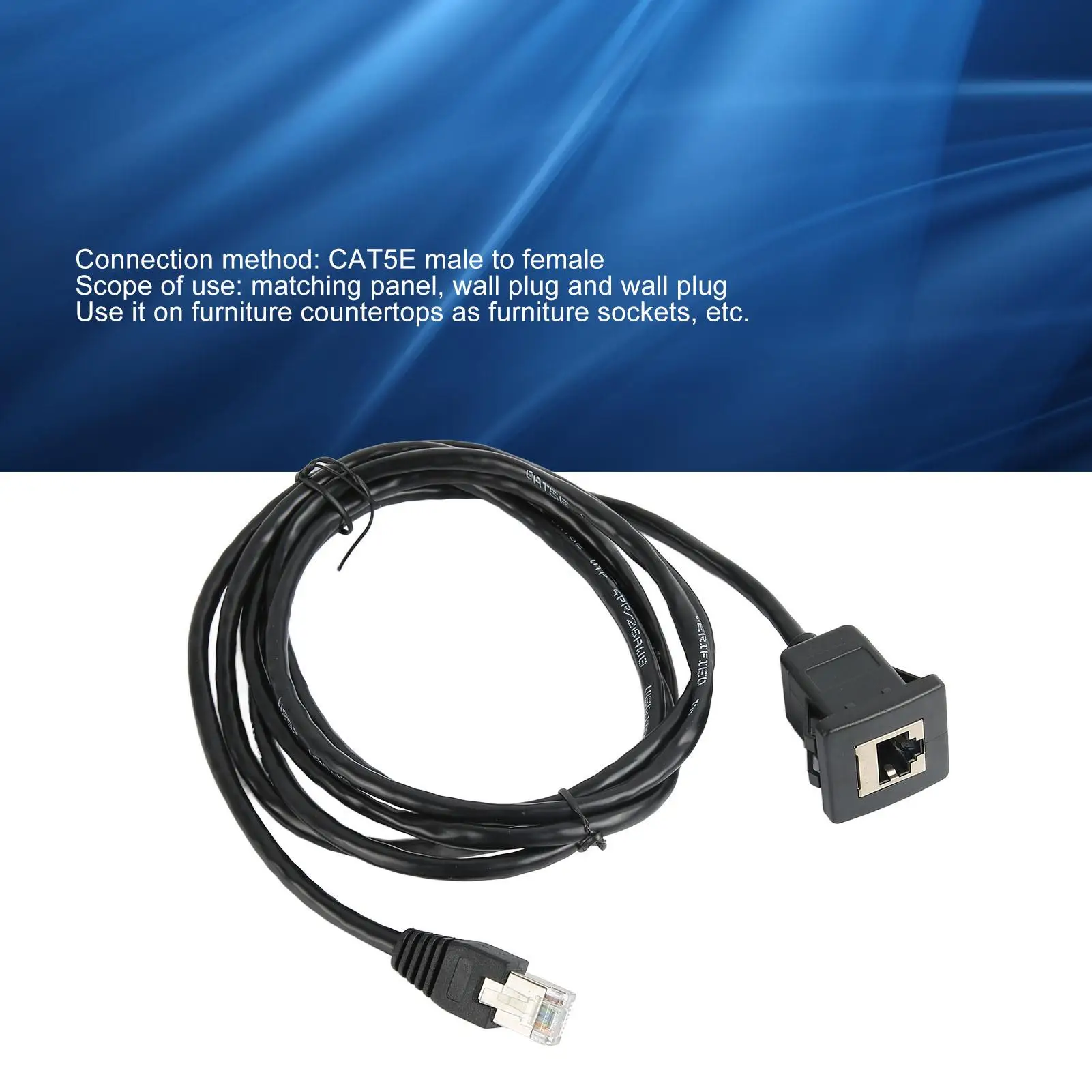 Cat5e 100M Male to Female Flush Mount Ethernet Extension Cable - Universal Network Panel Connection