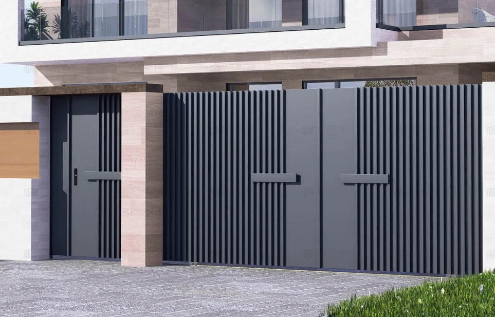 Customization Design Double-Swing Aluminum Villa Courtyard Entrance Gates 3D Modeling and Powder Coating Included Sliding Open
